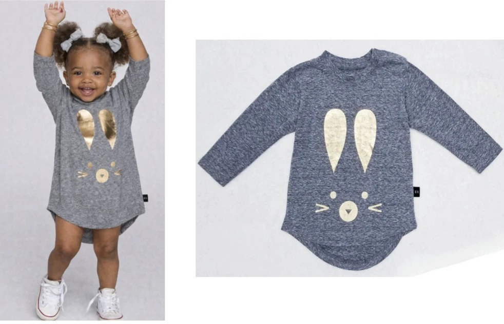 baby girl HUXBABY childrensalon bunny rabbit goop tee tunic dress "1" 12mos 12m