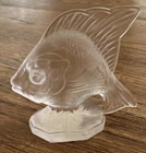 Fenton Glass Sunfish Angelfish Figurine, Clear Satin Glass With Sticker