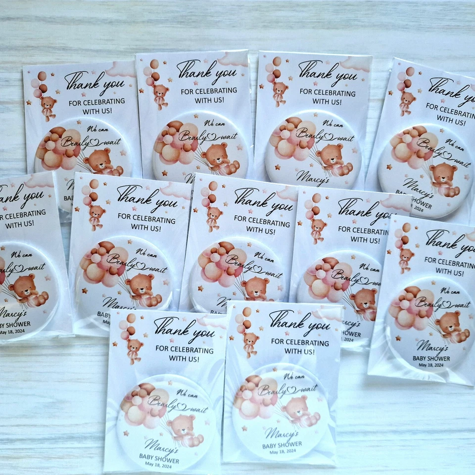 20/50 шт. Можно с медвежьим ожиданием ребенка душа вечеринки сувенир круглый персонализированный магнит - Изображение 2 из 4