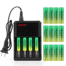16pcs SkyWolfEye 14500 Battery 1200mAh 3.7V Rechargeable + 4 Slot Charger