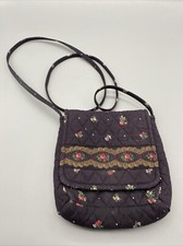 Vera Bradley Crossbody Bag Purse Black Roses 7.5" x 7" Made in USA