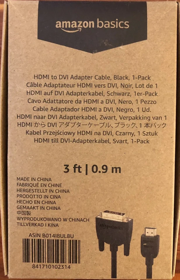 Amazon Basics HDMI to DVI Adapter Cable, Black, 3 Feet, 1-Pack 3 ft New - Image 2 of 4