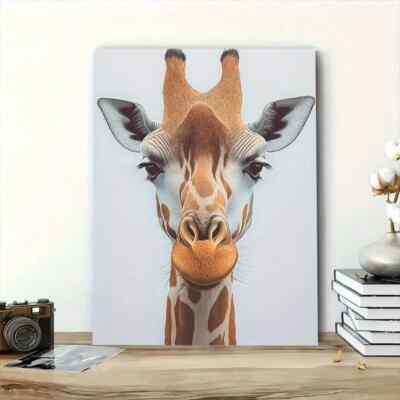 Vibrant Artistic Giraffe Face Close-up Painting Metal Print Ready to Hang