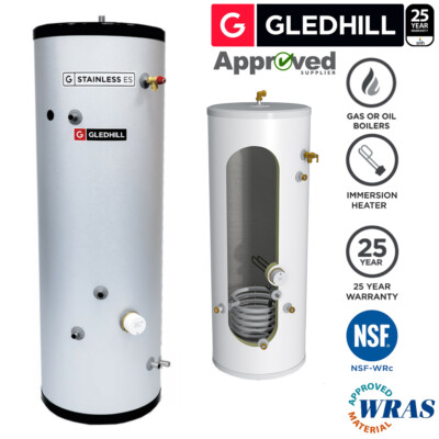 Gledhill ES 250L INDIRECT Unvented Hot Water Cylinder Stainless Steel 250  Litre | eBay