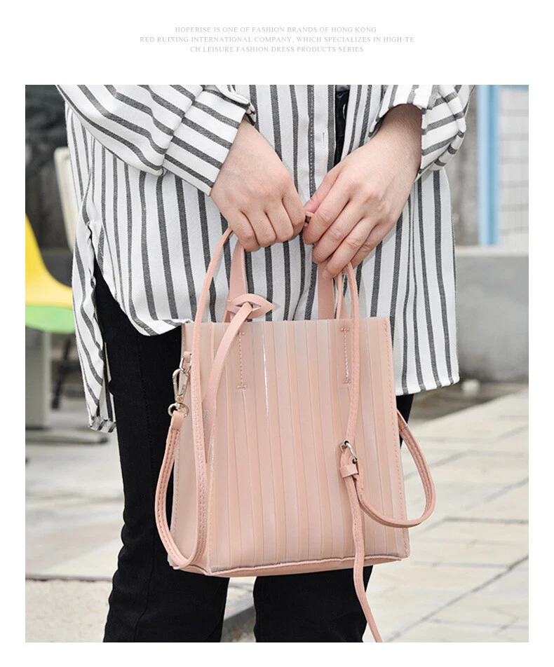 Pink Silicone Sweet Candy Jelly Pleated Handbag Lady Crossbody