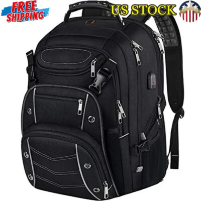 Extra Large Gaming Laptop Backpack W/ USB Charger TSA Approved RFID Pocket