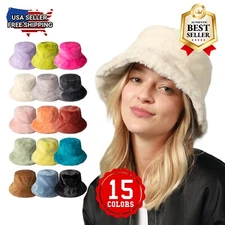CHOK.LIDS Everyday Winter Fur Bucket Hat Unisex Trendy Soft Fluffy Warm