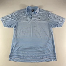 FootJoy Polo Shirt Adult Large Blue Striped Performance Bear’s Paw Golf Mens