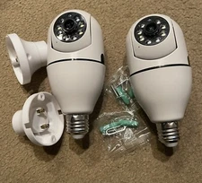 Pack of 2 Light 360 Bulb Cameras Wireless Outdoor - 5GHz & 2.4GHz Wireless Wi...