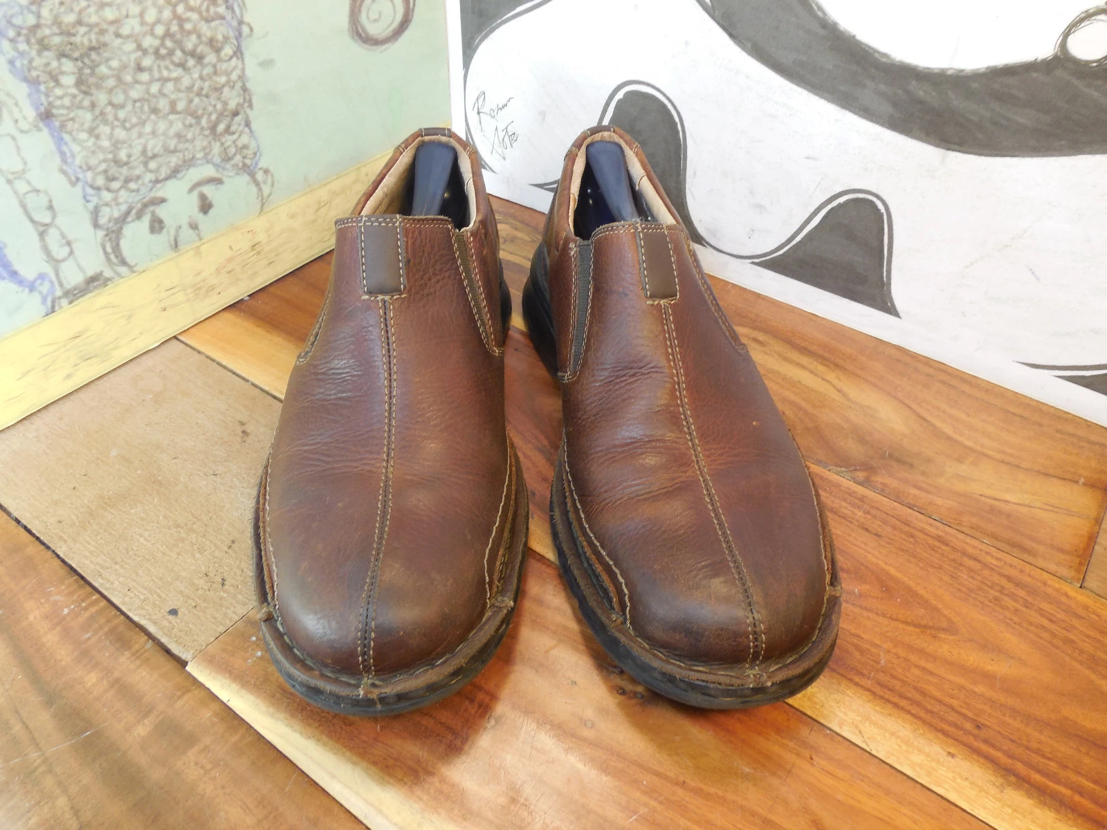 Mocassini Clarks in pelle marrone da uomo 9M #78538 in pelle fantastica