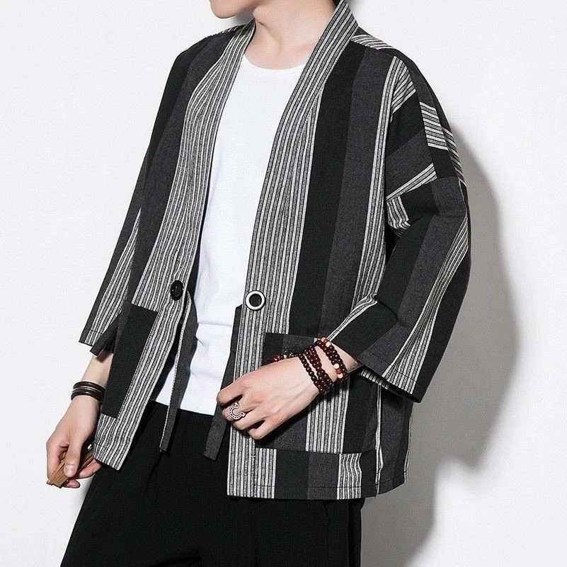 Striped kimono best sale jacket