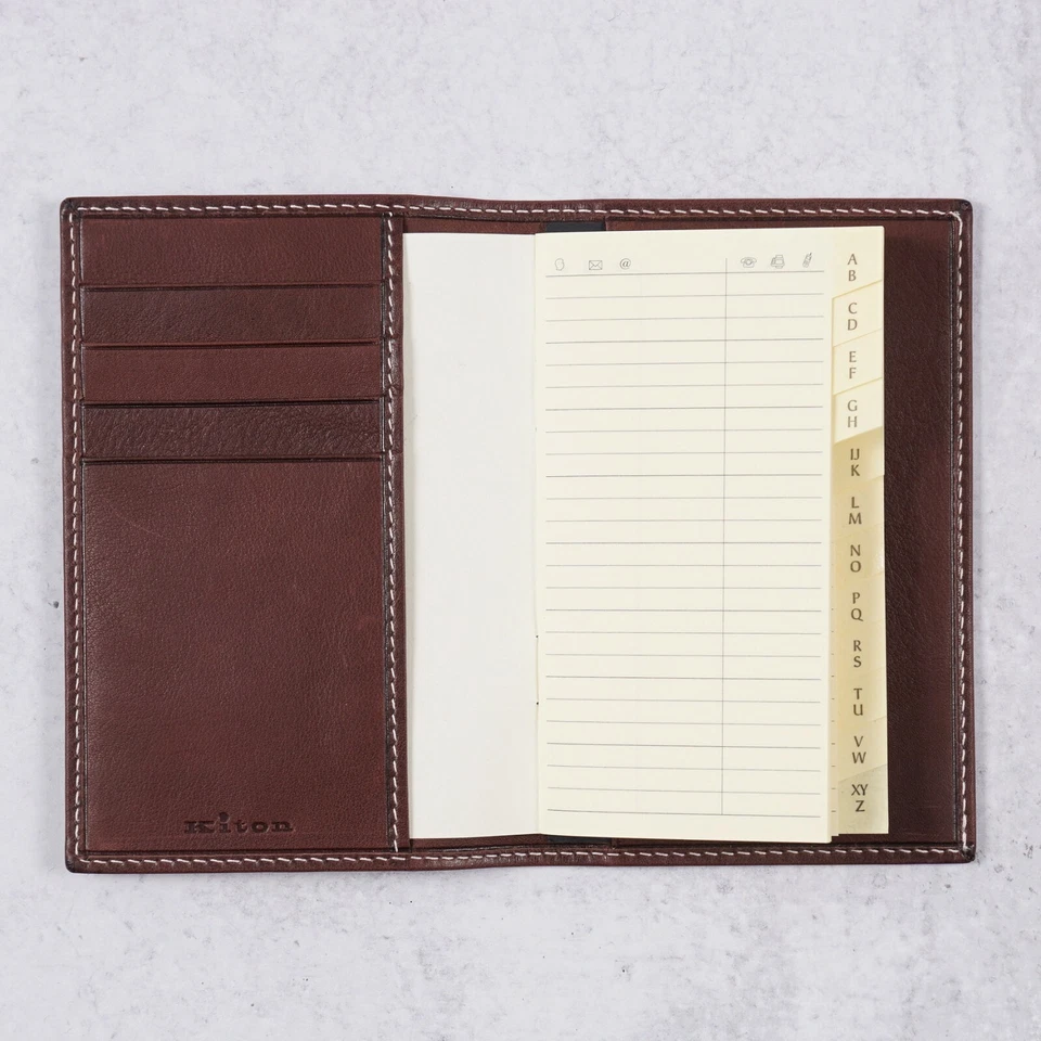Kiton Mid Brown Soft Calf Leather Mini Travel Wallet with Address Book - Image 3 of 4
