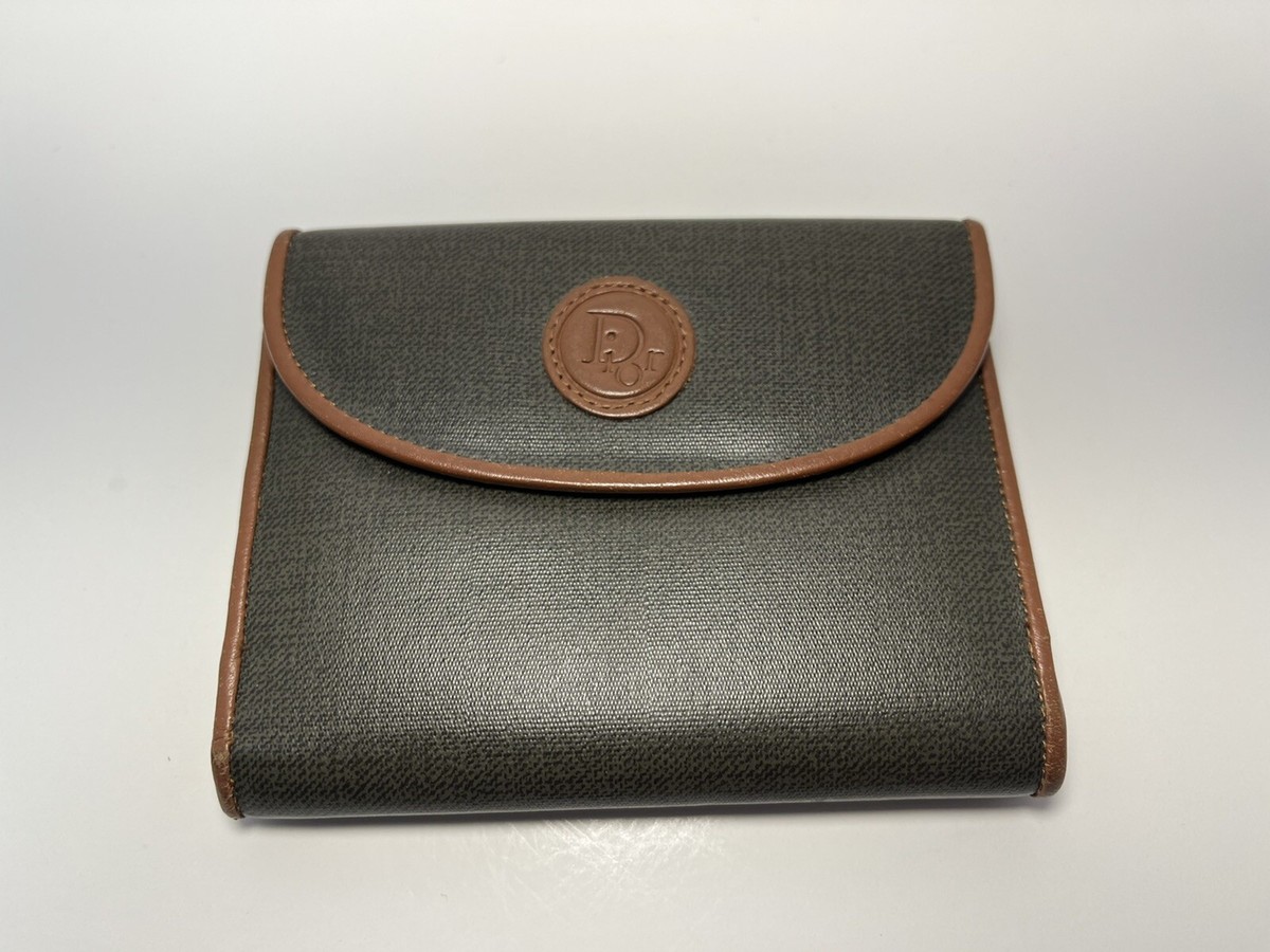 Vintage CHRISTIAN DIOR Green & Brown Leather Wallet Bifold Vintage CHRISTIAN DIOR Green & Brown Leather Wallet Bifold