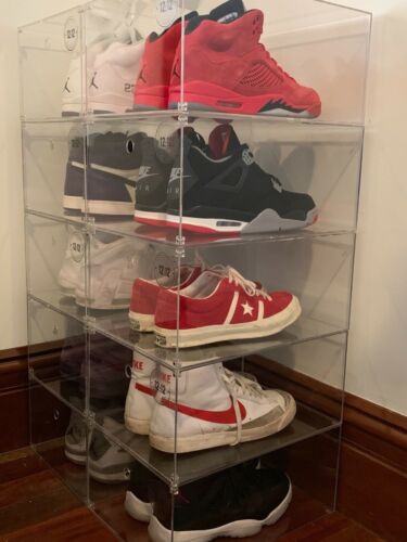 4 x Clear SHOE BOXES, A grade ACRYLIC, storing shoes, Clear WARDROBE. Stackable. - Picture 1 of 12