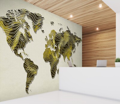 3D World Map K1361 Business Wallpaper Wall Mural Self-adhesive Commerce Luna