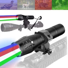 Tactical LED RGBW Hunting Flashlight Kit, Zoom Focus Rail & Scope Mount 2 Switch