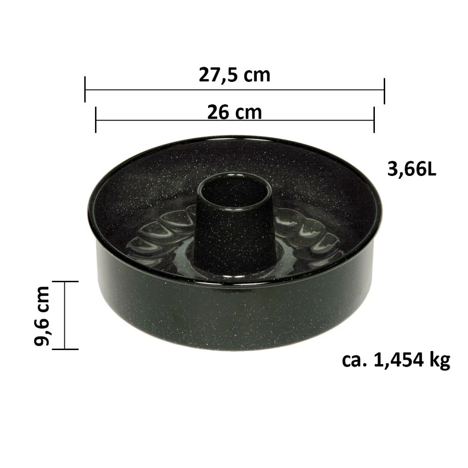 Riess Kuchenform 26cm 3-tlg. Emaille schwarz - Bild 4 von 4