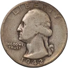 1942 S 25C Washington Quarter VG