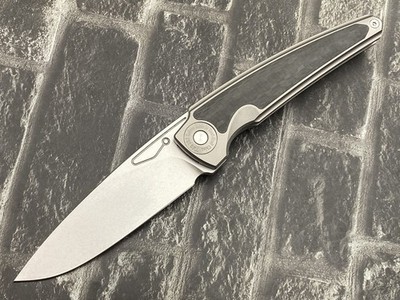 TwoSun TS482-14C28N-SW Folding Knife 14C28N Titanium/CF Handle Camping Knife