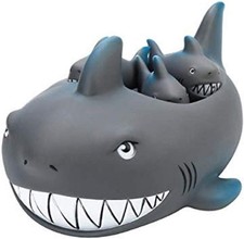 Mother Shark 3 Baby Sharks 4-pc Bath Tub Rubber Toy Shark Set