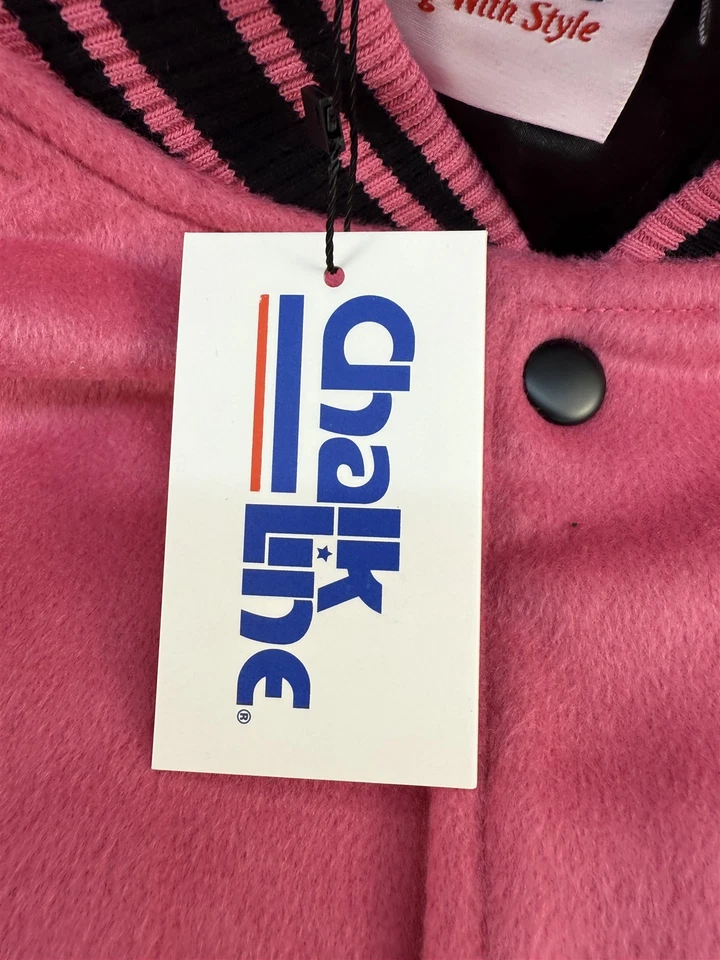 Chaqueta a presión completa satinada base Bret Hart The Hart rosa línea tiza para hombre Foto 4 de 4