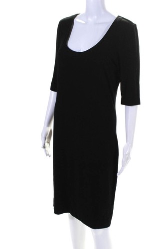 Diane Von Furstenberg Women's Short Sleeve Midi T-Shirt Dress Black Size L - Picture 2 of 4