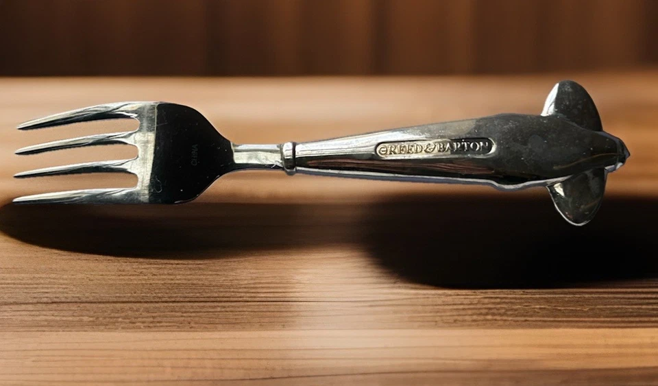 Tenedor de avión con zoom de acero inoxidable Reed & Barton cubiertos bebé niño pequeño Foto 4 de 4