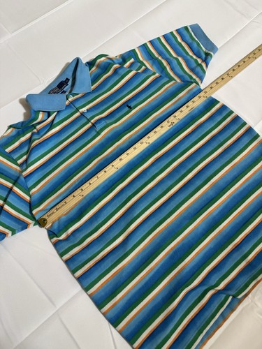 POLO Ralph Lauren Vintage 90's Colorful Stripes Blue Pony 100% Cotton XL - Picture 4 of 7