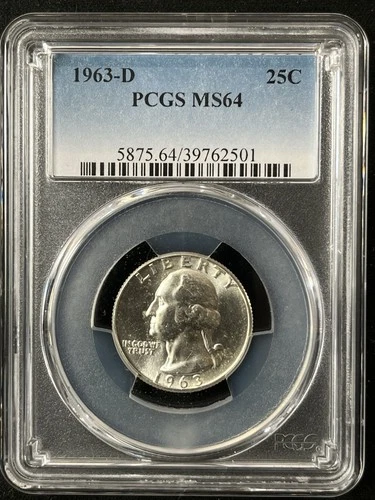 1963-D  25C Washington Quarter Dollar PCGS MS64   39762501
