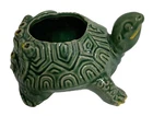 Vintage 50s McCoy Pottery Turtle Planter Flower Pot Green Ceramic Textured MCM