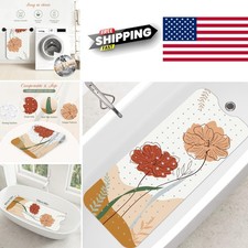 Boho Flower Bath Mat 40 X 16 Inch Non Slip PVC Material for Bathtub Safety