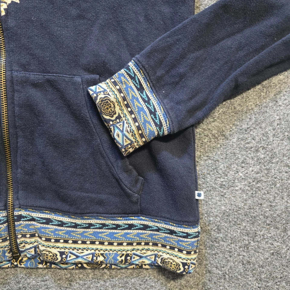Vintage Lucky Brand Jacket Womens Size Medium Blue Embroidery Boho Y2K Hoodie - Image 3 of 4