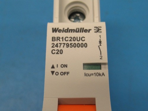 (12) BR1C20UC 2477950000 WEIDMULLER 1 POLE MINIATURE CIRCUIT BREAKER 20A 277V - Picture 7 of 7