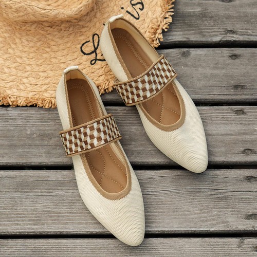 Damen Ballerinas mit Farbblock-Strickdesign – Elegante Flats mit spitzer Zehenpa - Bild 38 von 38