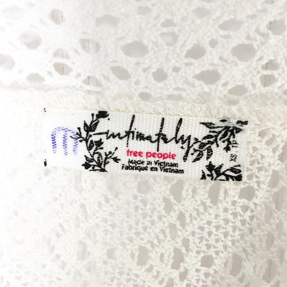 Vestido Free People Mujer Azul Blanco Floral Maxi Sin Mangas Crochet XS Foto 3 de 4