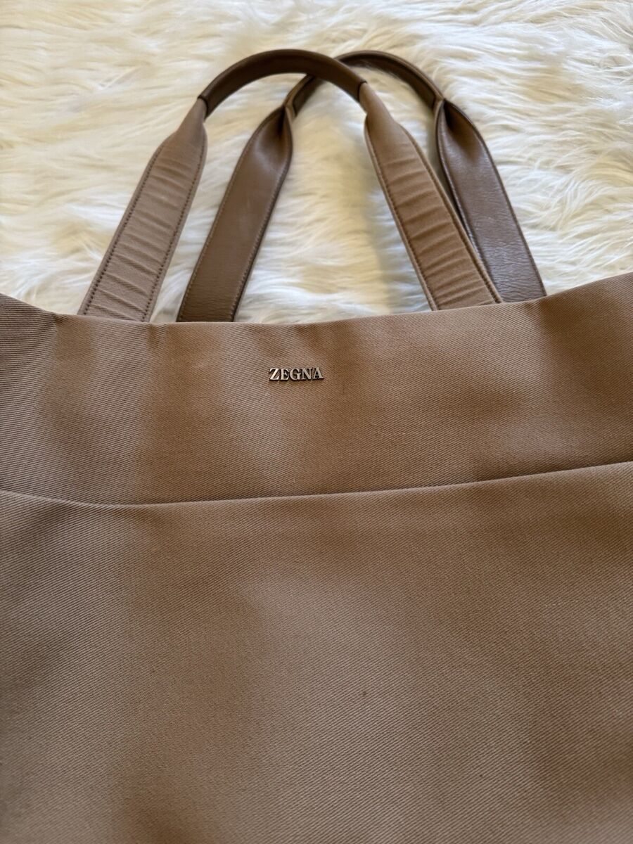 Zegna Canvas and Leather Tote Bag Tan | eBay Zegna Canvas and Leather Tote Bag Tan | eBay