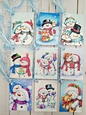9 Snowman Handmade Gift Tags Scrapbooks Planners Junk Journals Crafts Parties