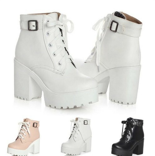 platform ankle boots thick heel