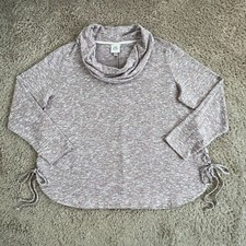 KNOX ROSE Heathered Dusty Pink Knit Cowl-Neck Sweater Womens XXL Lace-Up Sides