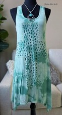 Vocal Apparel Women's Crystal Mint Tie Dye Sharkbite Lined Dress Tunic S M L XL