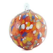 Murano Vetro Bagattella Natale Decorazione Sfera Rosso Multi Millefiori