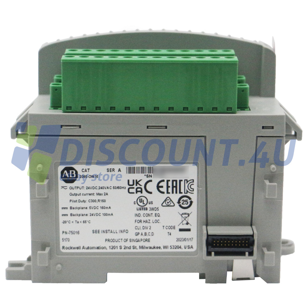 New Factory Sealed AB 2085-OW16 SER A Micro800 16 Point Relay Output Module
