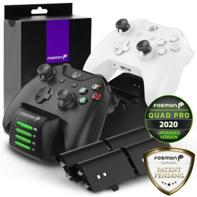 Fosmon Xbox One Controller LED Charging Dock Stand Station [4 BATTERY INCLUDED]