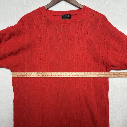 Vintage 90s Coogi 3D Textured Knit Red Sweater Short Sleeves Size XL - Picture 17 of 21