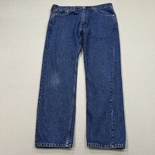 Levis Jeans Mens 36x29 Blue 505 Regular Fit Straight Leg Medium Wash Denim Logo