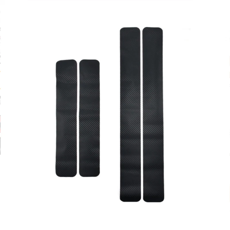 4 piezas 4D fibra de carbono negro umbral de puerta de coche placa rasguño cubierta pegatina antiarañazos Foto 3 de 4