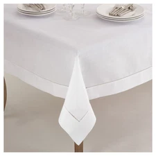84" Hemstitch Border Design Tablecloth White - Saro Lifestyle