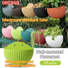 Cesta maceta media redonda colgante de pared exterior jardín maceta soporte decoración