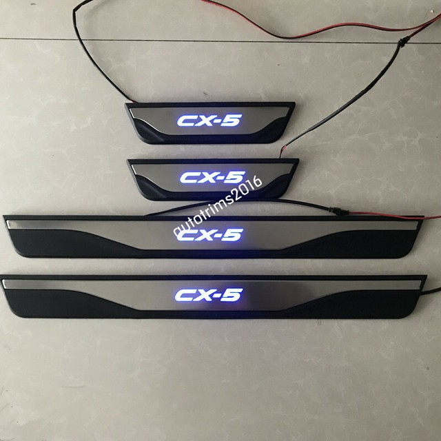 Blue Illuminated LED Door Sill Scuff Plate Guards For Mazda CX5 KE