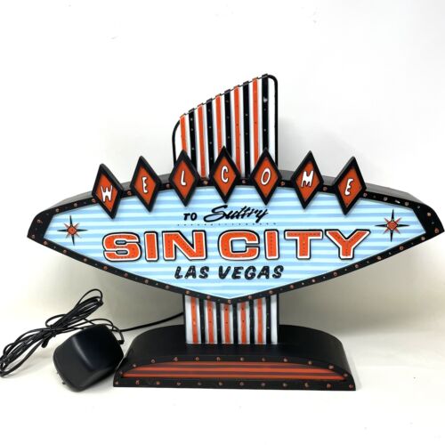 Vintage Lighted Las Vegas Sign Welcome To Sultry Sin City Works Changes Colors - Picture 1 of 8